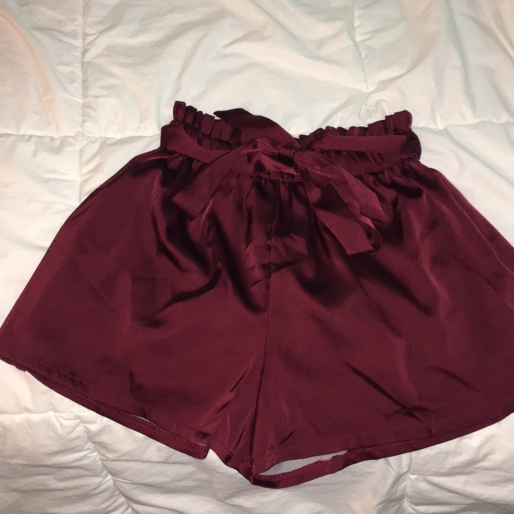 maroon high waisted shorts